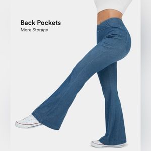 HalaraMagic High Waisted Crossover Back Pocket Stretchy Knit Denim Casual Flare